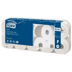 Papier toaletowy w rolkach Tork Premium biały.